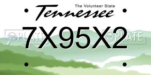 7X95X2 Tennessee License Plate