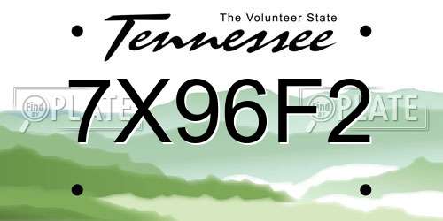 7X96F2 Tennessee License Plate