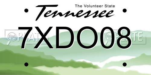 7XDO08 Tennessee License Plate