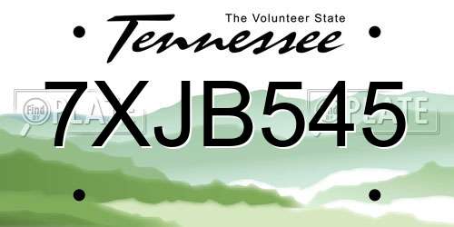 7XJB545 Tennessee License Plate