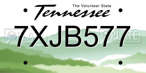 7XJB577 Tennessee License Plate