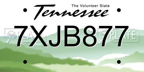 7XJB877 Tennessee License Plate