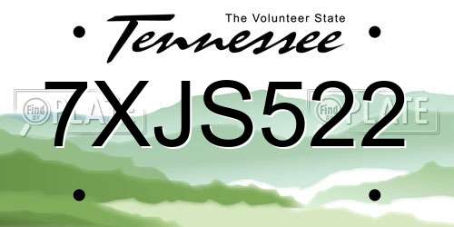 7XJS522 Tennessee License Plate