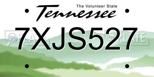 7XJS527 Tennessee License Plate