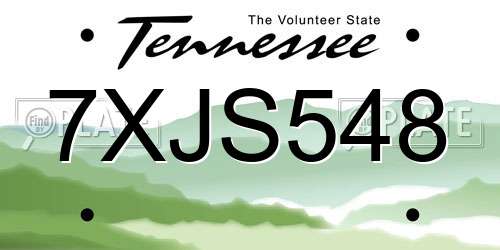 7XJS548 Tennessee License Plate