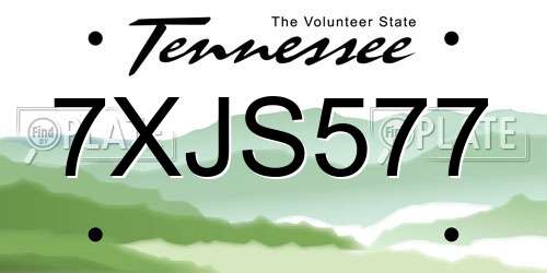 7XJS577 Tennessee License Plate