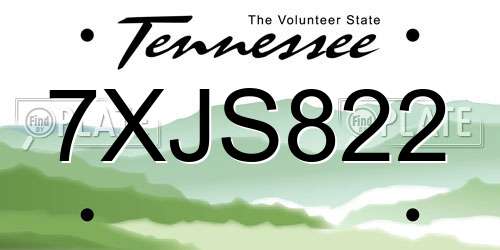 7XJS822 Tennessee License Plate