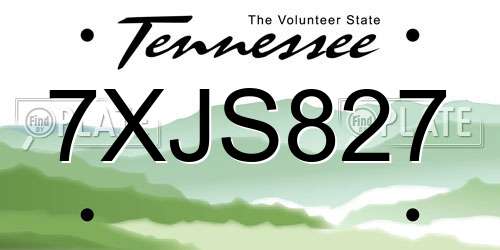 7XJS827 Tennessee License Plate