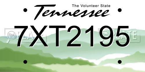 7XT2195 Tennessee License Plate