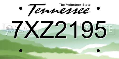 7XZ2195 Tennessee License Plate