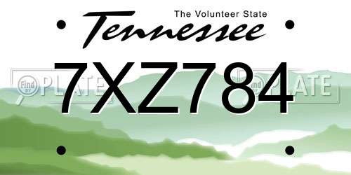 7XZ784 Tennessee License Plate