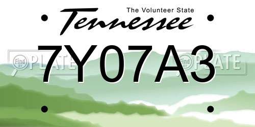 7Y07A3 Tennessee License Plate