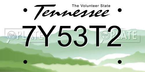 7Y53T2 Tennessee License Plate