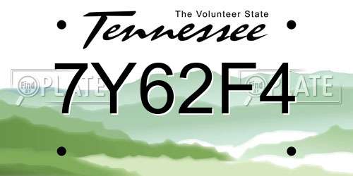 7Y62F4 Tennessee License Plate