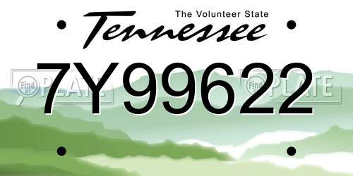 7Y99622 Tennessee License Plate