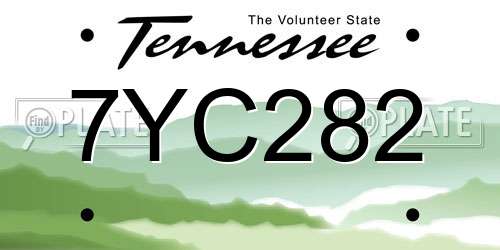 7YC282 Tennessee License Plate