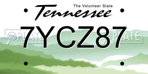 7YCZ87 Tennessee License Plate