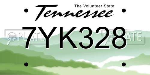 7YK328 Tennessee License Plate
