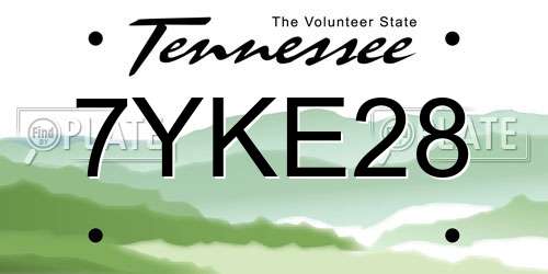 7YKE28 Tennessee License Plate
