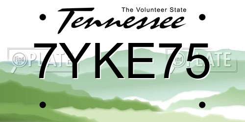 7YKE75 Tennessee License Plate