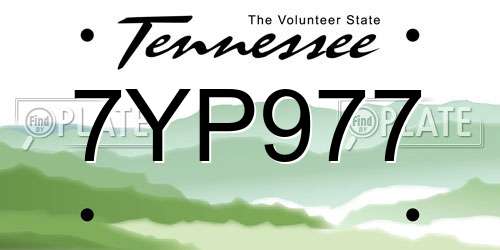 7YP977 Tennessee License Plate