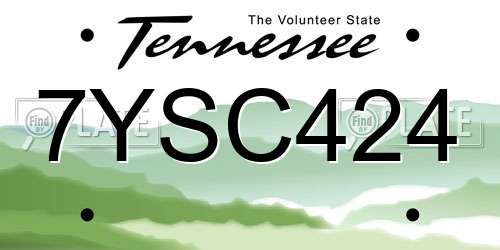 7YSC424 Tennessee License Plate