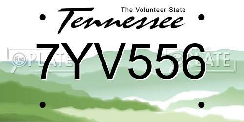 7YV556 Tennessee License Plate