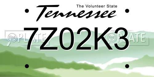 7Z02K3 Tennessee License Plate