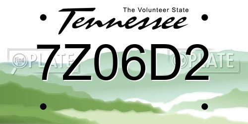 7Z06D2 Tennessee License Plate