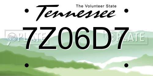 7Z06D7 Tennessee License Plate