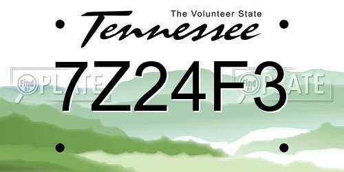 7Z24F3 Tennessee License Plate