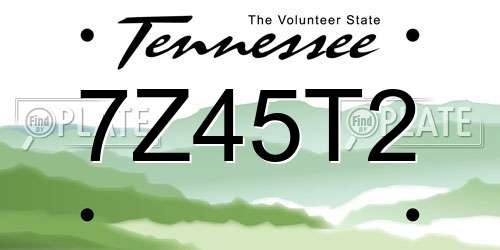 7Z45T2 Tennessee License Plate