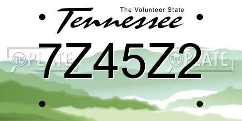 7Z45Z2 Tennessee License Plate
