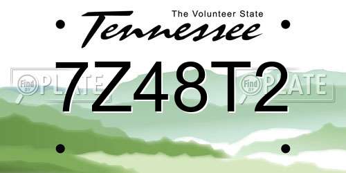 7Z48T2 Tennessee License Plate