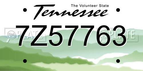 7Z57763 Tennessee License Plate