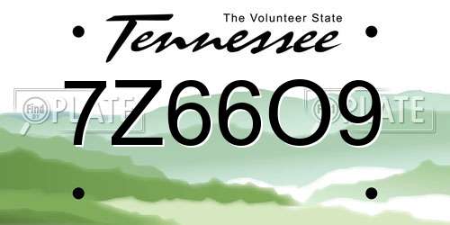 7Z66O9 Tennessee License Plate