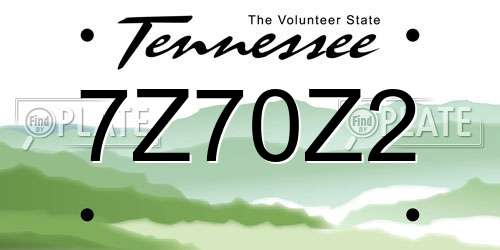 7Z70Z2 Tennessee License Plate