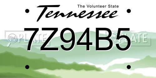 7Z94B5 Tennessee License Plate
