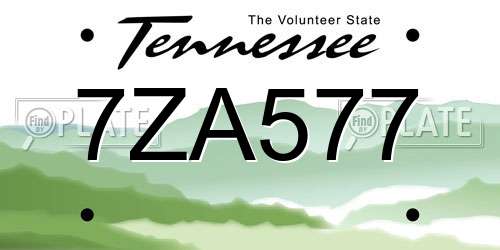 7ZA577 Tennessee License Plate