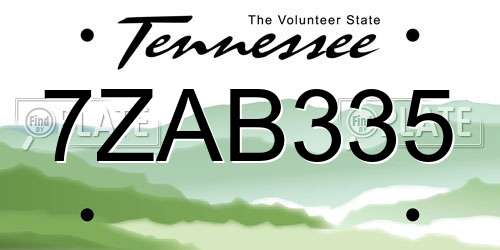 7ZAB335 Tennessee License Plate
