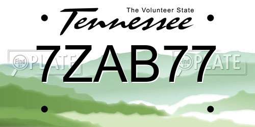 7ZAB77 Tennessee License Plate