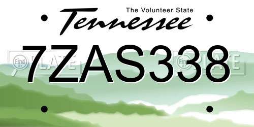 7ZAS338 Tennessee License Plate