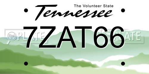 7ZAT66 Tennessee License Plate