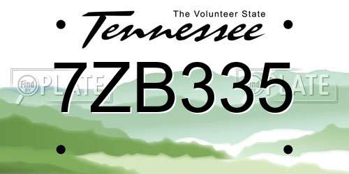7ZB335 Tennessee License Plate