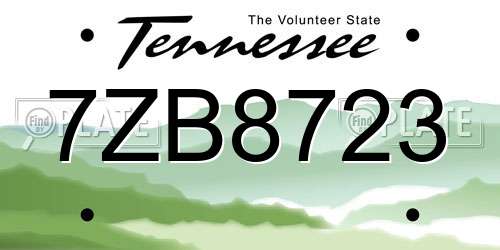 7ZB8723 Tennessee License Plate
