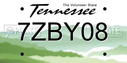 7ZBY08 Tennessee License Plate