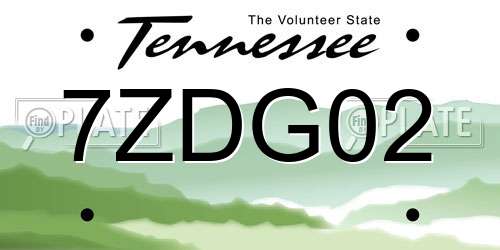 7ZDG02 Tennessee License Plate