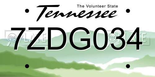 7ZDG034 Tennessee License Plate