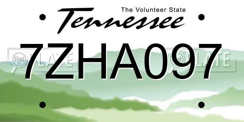 7ZHA097 Tennessee License Plate