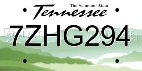 7ZHG294 Tennessee License Plate